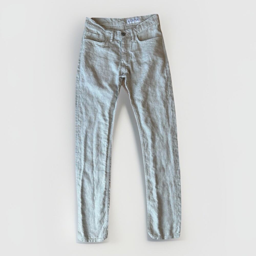 Gustin Rustic Slub Linen Pants 28 Light Beige Lightweight Minimalist New York